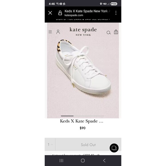 Kate Spade New York Keds White Leather Leopard Trim Lace Up‎ Sneakers Women Sz 8 - Picture 3 of 7